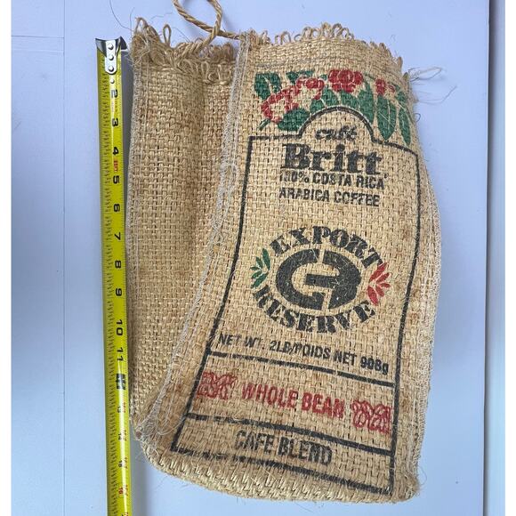 CAFE BRITT Costa Rica Arabica COFFEE BURLAP BAG SACK 2 Pound Bag - Picture 6 of 16